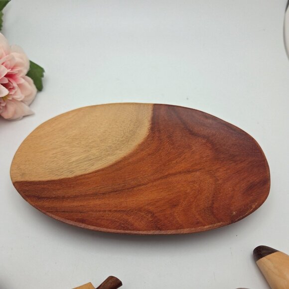 Vintage Rustic Wood Fruits and Tray 6 Piece Hand Made - Picture 2 of 13